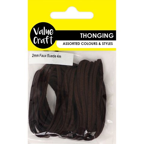 SUEDE THONGING 2MM DARK BROWN 4MTR