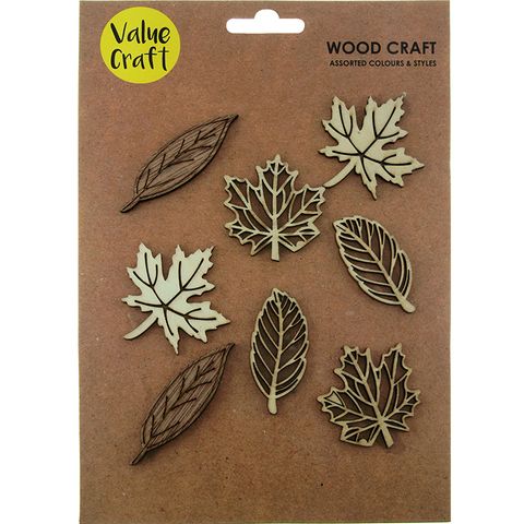 WOOD LEAVES ASST STYLES NAT 8PC