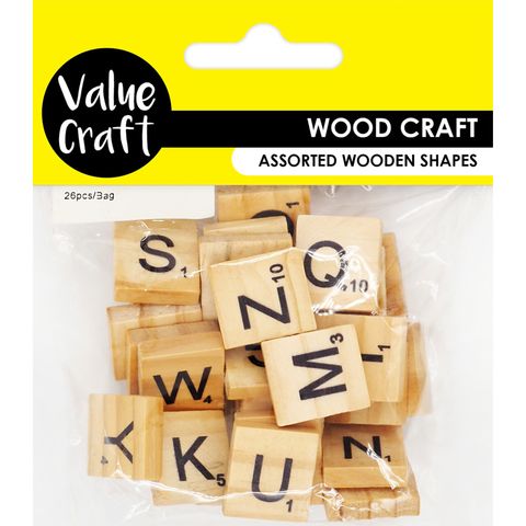 CRAFT WOOD SCRABBLE LETTERS 26PC