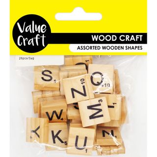 CRAFT WOOD SCRABBLE LETTERS 26PC