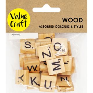 MDF WOOD SCRABBLE LETTERS 26PC