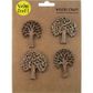 Wood Trees Natural Assorted Sizes 4Pc