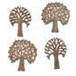 Wood Trees Natural Assorted Sizes 4Pc