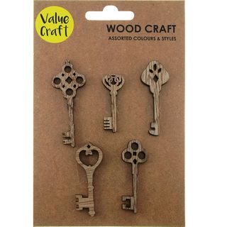 WOODEN MDF KEYS NATURAL 5PC