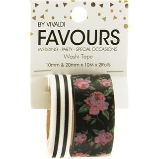 FAV WASHI TAPE ROSE 20M 10MM 2 ROLLS