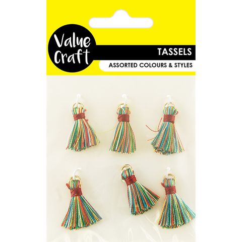 TASSELS 2CM MULTI 6PC