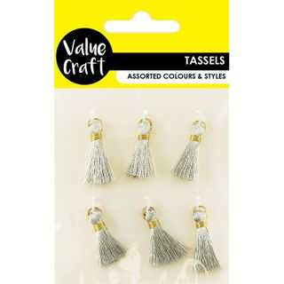 TASSELS 2CM METALLIC SILVER 6PC