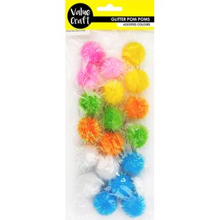 POM POMS GLITTER ASST PASTELS 20PC