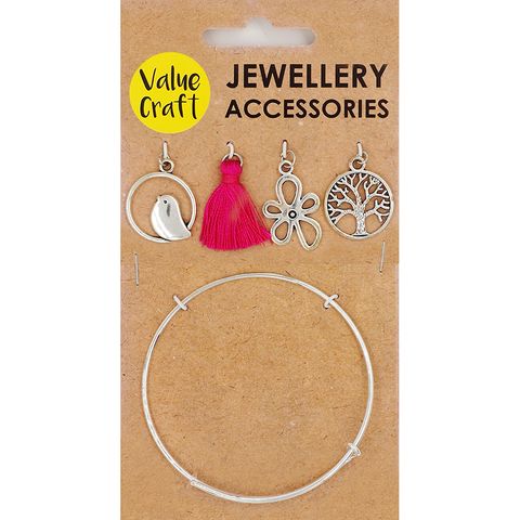Jf Charm Bracelet Kit Silver-Ht Pk 5Pc