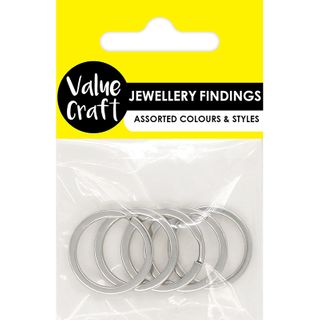 JF SPLIT RINGS 25MM FLAT SILVER 5PCS