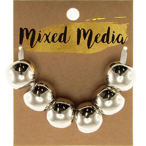 Doughnut Beads Shiny Silver 6Pcs