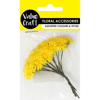 CRAFT DAISY FLOWERS YELLOW 10PCS