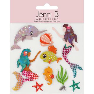 Assorted Mermaid Fish Theme Sticker 9 Pc