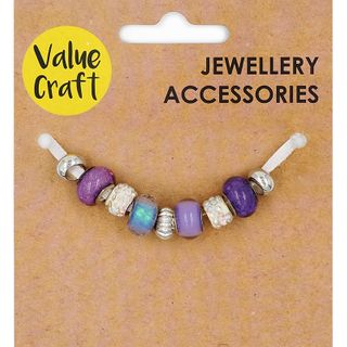 LARGE HOLE BEADS PURPLE 9PC