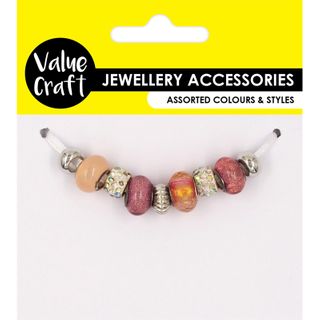 LARGE HOLE BEADS PINK 9PC