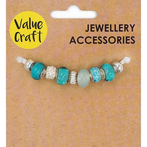 LARGE HOLE BEADS TURQUOISE 9PC