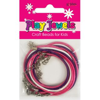 Jf Necklace Waxed Cord Wht-Pk-Ppl 5Pcs