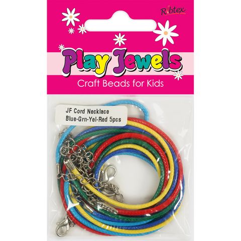 Jf Nlace Waxed Cord Blu-Grn-Yel-Red 5Pcs