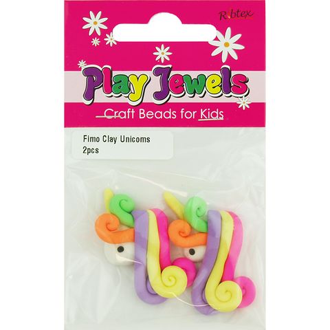 Polymer Clay Bright Unicorns  2 Pieces