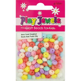 Bead 8Mm Dnut Facet Pastel Asst 20G