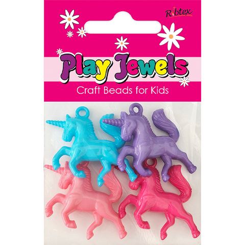 Charms Plastic Unicorn Pastel 4Pcs