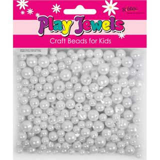 Bead Vp 8-12Mm Rnd Plast Pearl Wht 125G