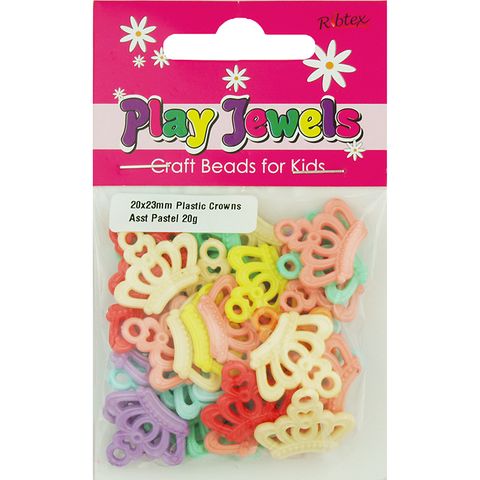 Crown Charms Plastic Pastel Asst 20G