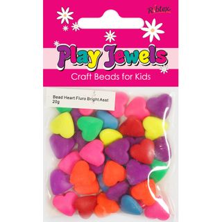 Bead 14Mm Heart Fluro Bright Asst 20G