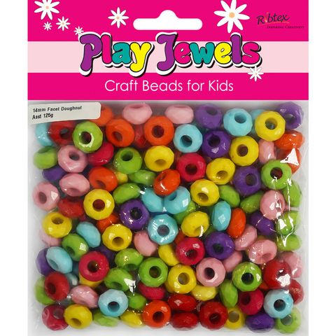 Bead Vp 14Mm Facet Dnut Bright Asst 125G