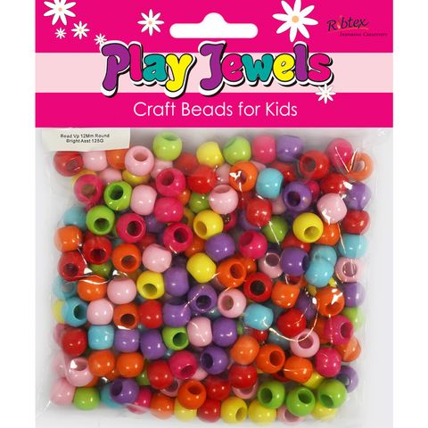Bead Vp 12Mm Round Bright Asst 125G
