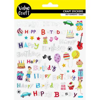 CRAFT STICKER HAPPY BIRTHDAY  ASST 1 SH