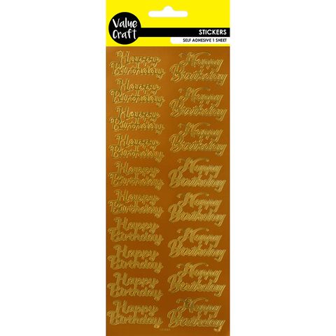 STICKERS HAPPY BIRTHDAY GOLD 1PC