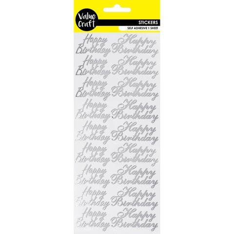 PEEL STICKER HAPPY BIRTHDAY SILVER 1PC