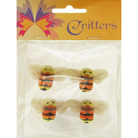 Bees 2.3x4.3cm Yellow Orange Black 4Pcs
