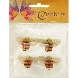 Bees 2.3x4.3cm Yellow Orange Black 4Pcs