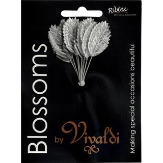 Metallic Silver Fabric Leaves  12 Pieces