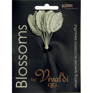 Metallic Silver Fabric Leaves  12 Pieces