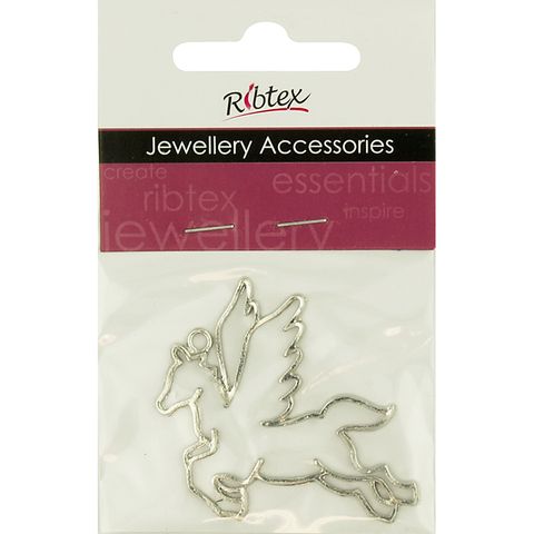 Silver Laser Unicorn Charm  1 Piece