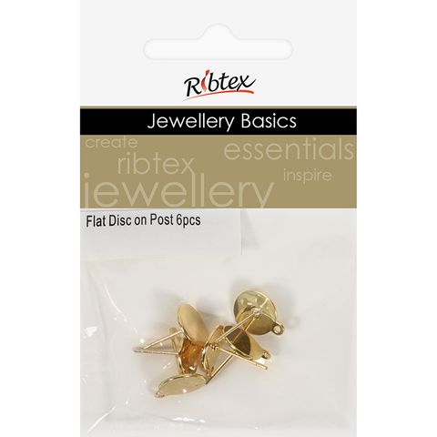 Flat Disc On Post With Jump Ring 6Pcs