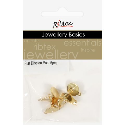 Flat Disc On Post With Jump Ring 6Pcs