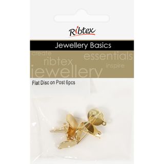 Flat Disc On Post With Jump Ring 6Pcs