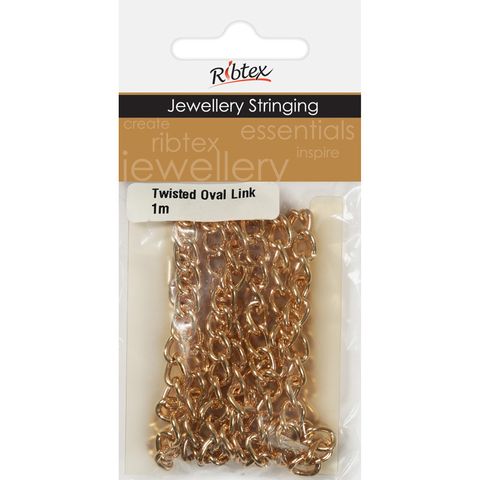 Chain Twisted Oval Link 9x6mm Light Gold