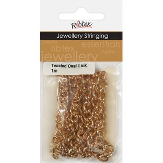 Chain Twisted Oval Link 9x6mm Light Gold