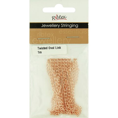 Chain Twist Oval Link 4x2mm Rose Gold 1m