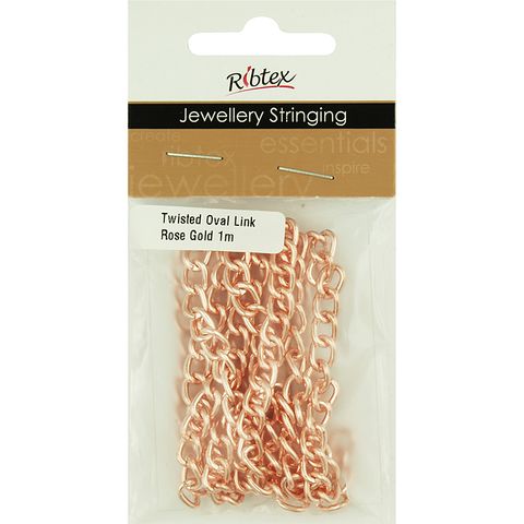 Chain Twist Oval Link 9x6mm Rose Gold 1m