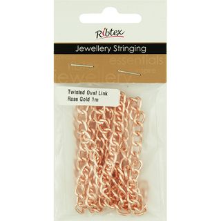Chain Twist Oval Link 9x6mm Rose Gold 1m