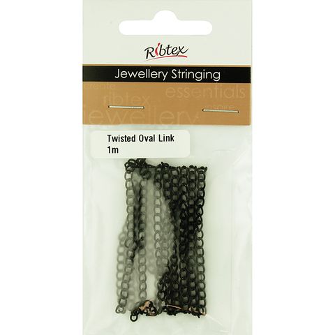 Chain Twisted Oval Link 4x2mm Black 1m