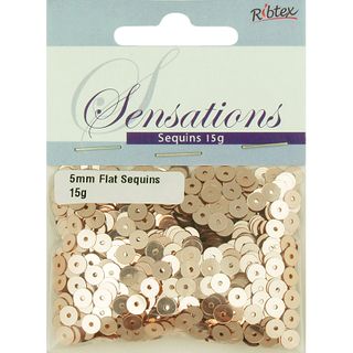 Sequins 5mm Flat Rose Gold 15G