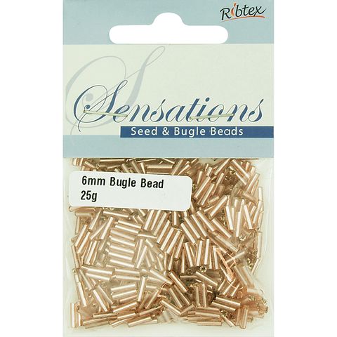 Bead Bugle Glass 6Mm Rose Gold 25G