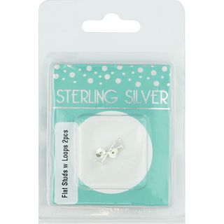 Sterling Silver Flat Stud With Loop 2Pcs